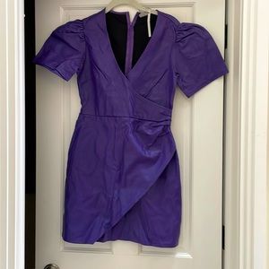 Purple leather party dress. Very stylish and contemporary.